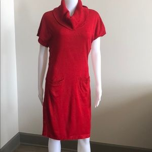 CALVIN KLEIN Red Cowl Neck Sweater Dress